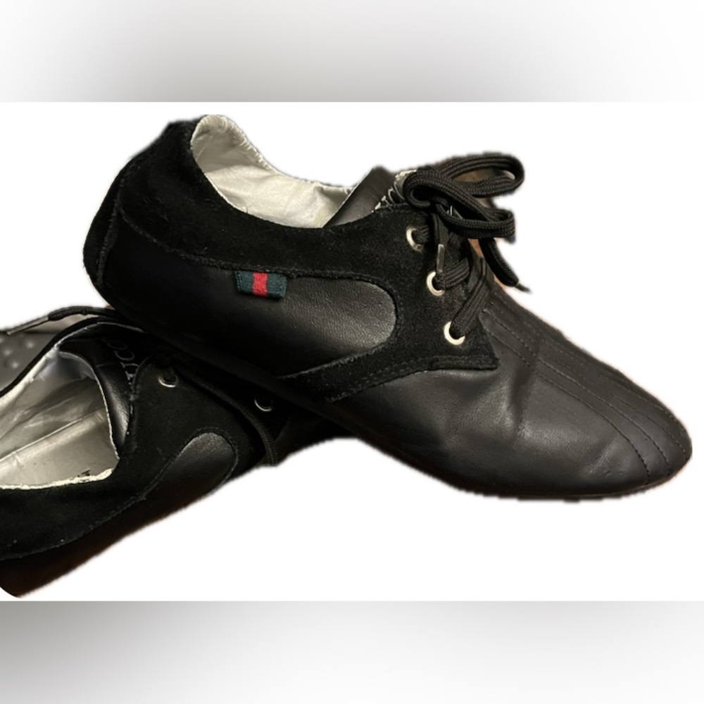 GUCCI Black Leather and Suede Shoes